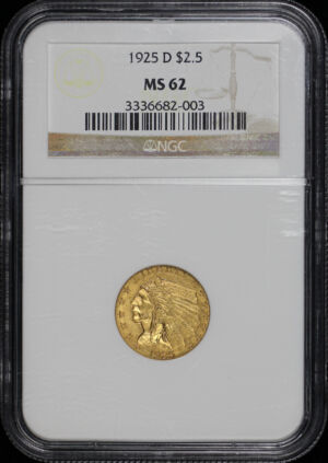 Obverse of this 1925-D Indian $2.5 NGC MS-62
