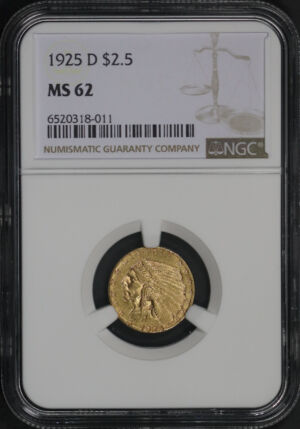Obverse of this 1925-D Indian $2.5 NGC MS-62