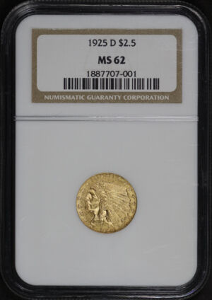 Obverse of this 1925-D Indian $2.5 NGC MS-62
