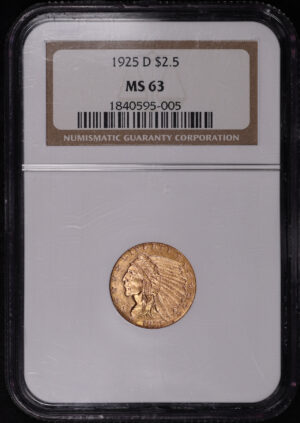 Obverse of this 1925-D Indian $2.5 NGC MS-63