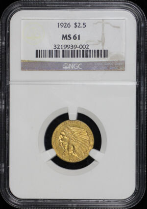 Obverse of this 1926 Indian $2.5 NGC MS-61
