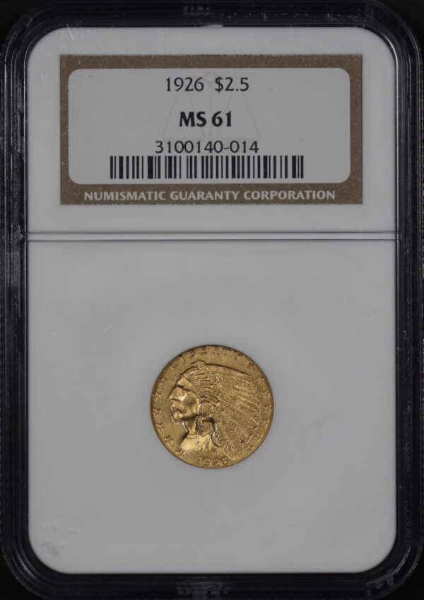 Obverse of this 1926 Indian $2.5 NGC MS-61