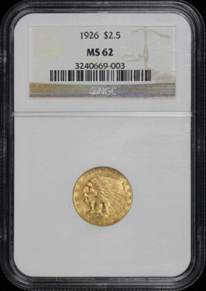 Obverse of this 1926 Indian $2.5 NGC MS-62