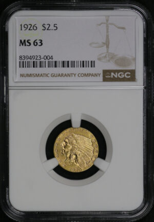 Obverse of this 1926 Indian $2.5 NGC MS-63