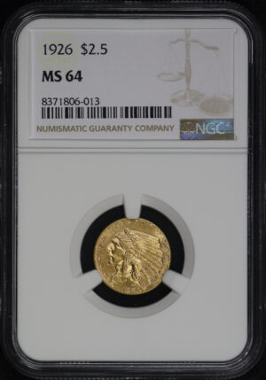Obverse of this 1926 Indian $2.5 NGC MS-64