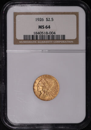 Obverse of this 1926 Indian $2.5 NGC MS-64