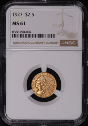 Obverse of this 1927 Indian $2.5 NGC MS-61