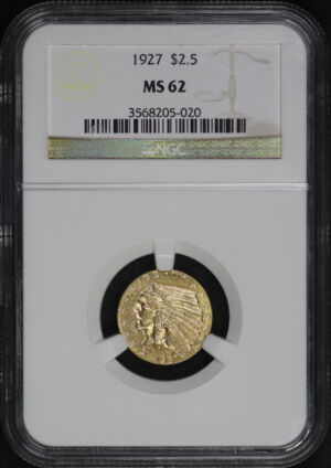 Obverse of this 1927 Indian $2.5 NGC MS-62