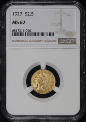 Obverse of this 1927 Indian $2.5 NGC MS-62