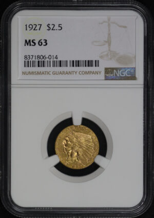 Obverse of this 1927 Indian $2.5 NGC MS-63