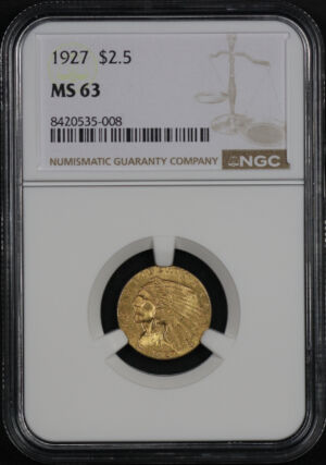 Obverse of this 1927 Indian $2.5 NGC MS-63