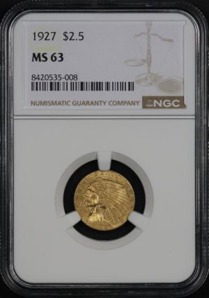 Obverse of this 1927 Indian $2.5 NGC MS-63