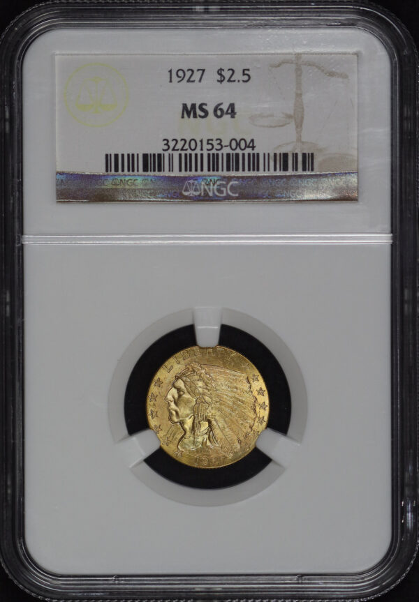 Obverse of this 1927 Indian $2.5 NGC MS-64