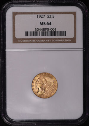 Obverse of this 1927 Indian $2.5 NGC MS-64