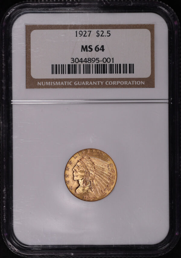 Obverse of this 1927 Indian $2.5 NGC MS-64
