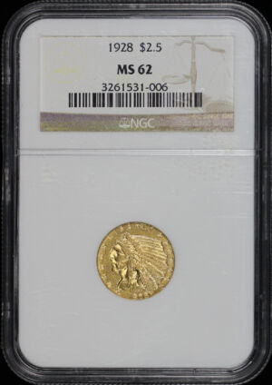 Obverse of this 1928 Indian $2.5 NGC MS-62