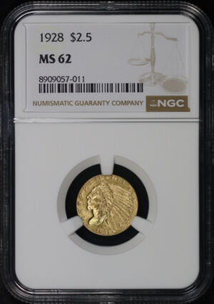 Obverse of this 1928 Indian $2.5 NGC MS-62