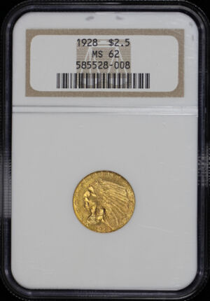 Obverse of this 1928 Indian $2.5 NGC MS-62
