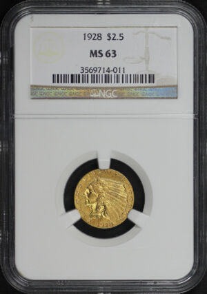 Obverse of this 1928 Indian $2.5 NGC MS-63