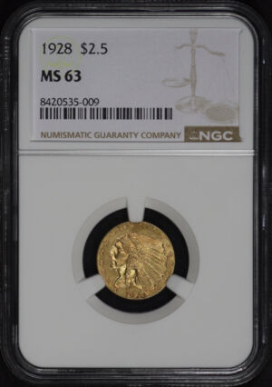 Obverse of this 1928 Indian $2.5 NGC MS-63