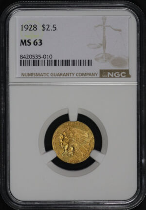 Obverse of this 1928 Indian $2.5 NGC MS-63