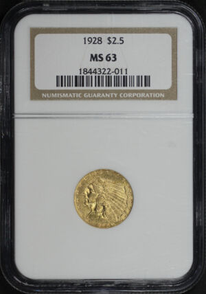 Obverse of this 1928 Indian $2.5 NGC MS-63