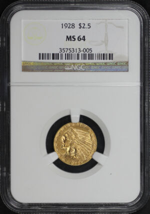 Obverse of this 1928 Indian $2.5 NGC MS-64