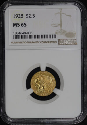 Obverse of this 1928 Indian $2.5 NGC MS-65
