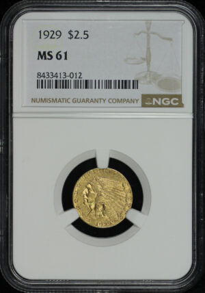Obverse of this 1929 Indian $2.5 NGC MS-61