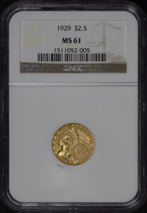 Obverse of this 1929 Indian $2.5 NGC MS-61
