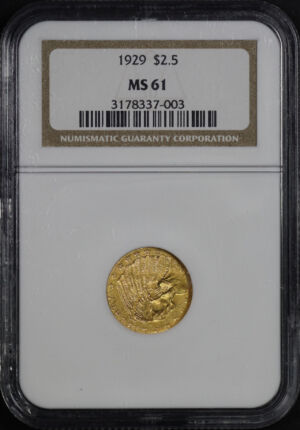 Obverse of this 1929 Indian $2.5 NGC MS-61