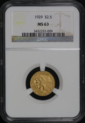 Obverse of this 1929 Indian $2.5 NGC MS-63