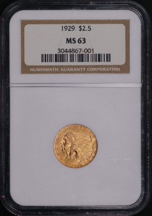 Obverse of this 1929 Indian $2.5 NGC MS-63