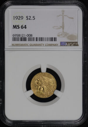 Obverse of this 1929 Indian $2.5 NGC MS-64