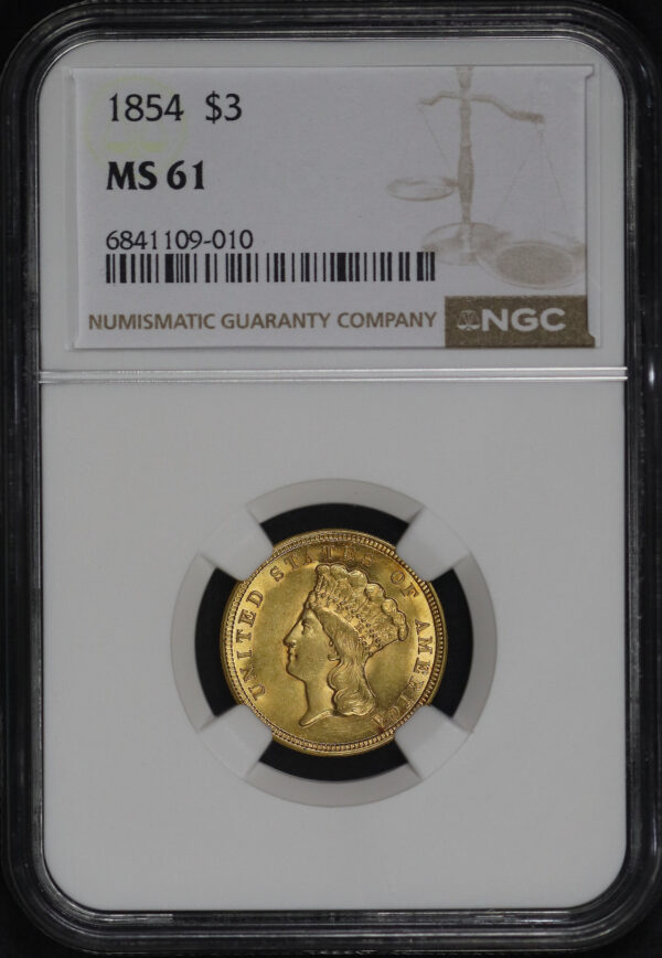 Obverse of this 1854 Three Dollar NGC MS-61