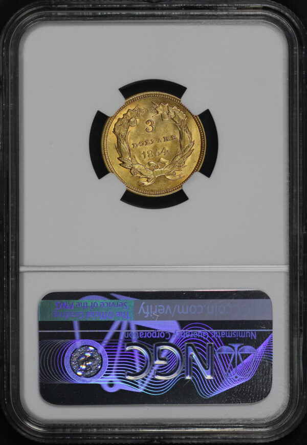 Reverse of this 1854 Three Dollar NGC MS-61