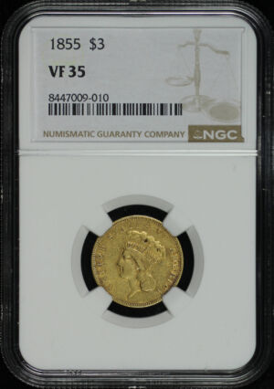 Obverse of this 1855 Three Dollar NGC VF-35