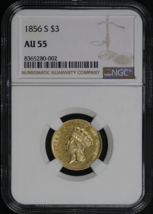 Obverse of this 1856-S Three Dollar NGC AU-55