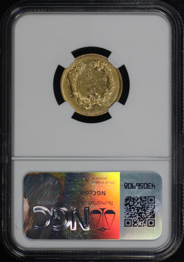 Reverse of this 1856-S Three Dollar NGC AU-55