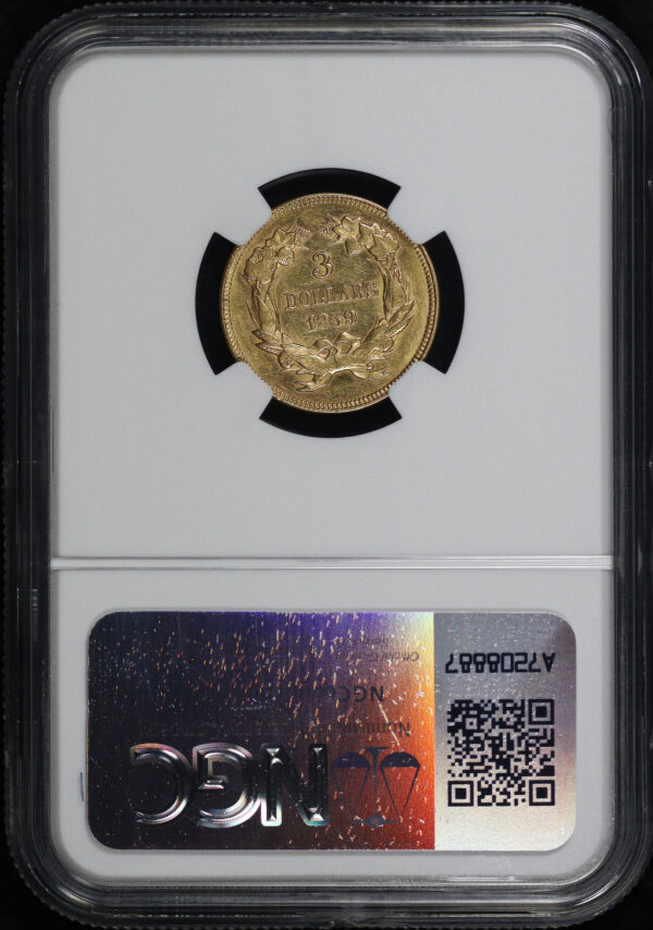 Reverse of this 1859 Three Dollar NGC AU-53