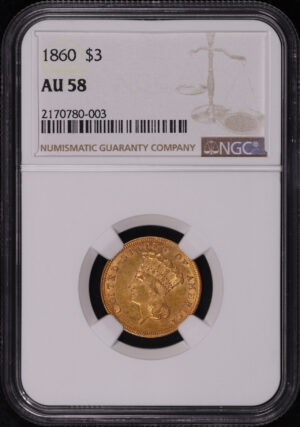 Obverse of this 1860 Three Dollar NGC AU-58