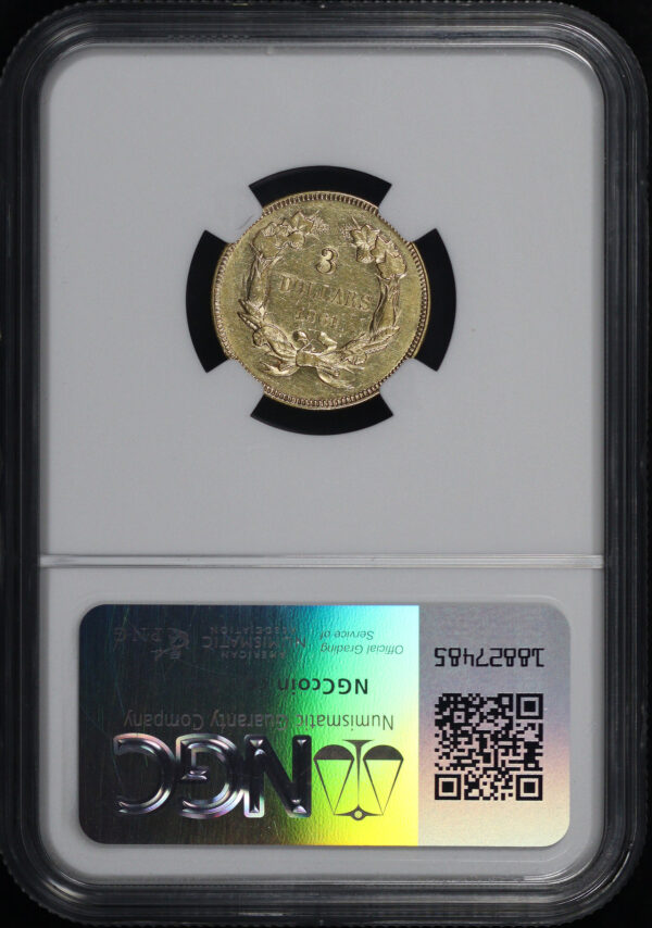 Reverse of this 1861 Three Dollar NGC AU-58