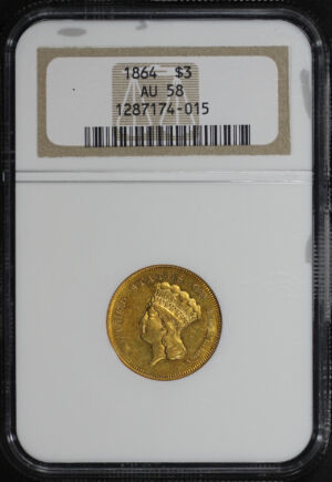 Obverse of this 1864 Three Dollar NGC AU-58