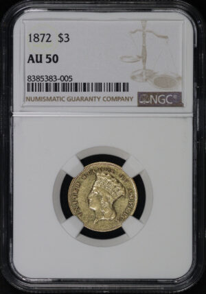 Obverse of this 1872 Three Dollar NGC AU-50