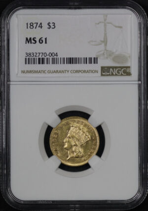 Obverse of this 1874 Three Dollar NGC MS-61
