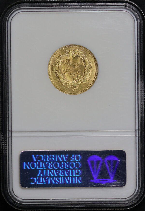 Reverse of this 1878 Three Dollar NGC AU-58