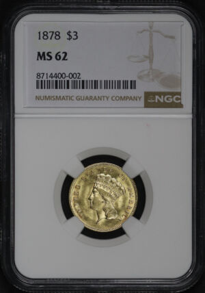 Obverse of this 1878 Three Dollar NGC MS-62