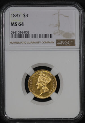 Obverse of this 1887 Three Dollar NGC MS-64