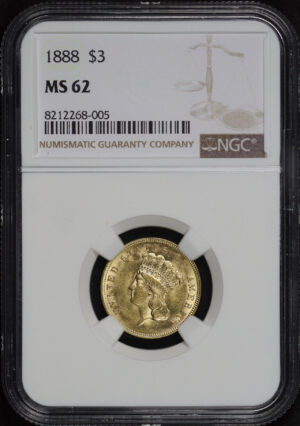 Obverse of this 1888 Three Dollar NGC MS-62
