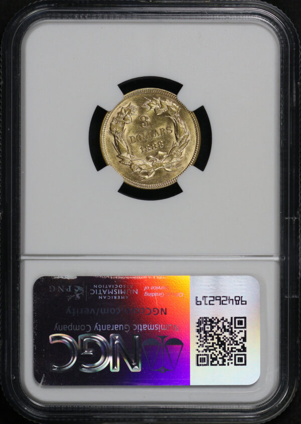 Reverse of this 1888 Three Dollar NGC MS-62